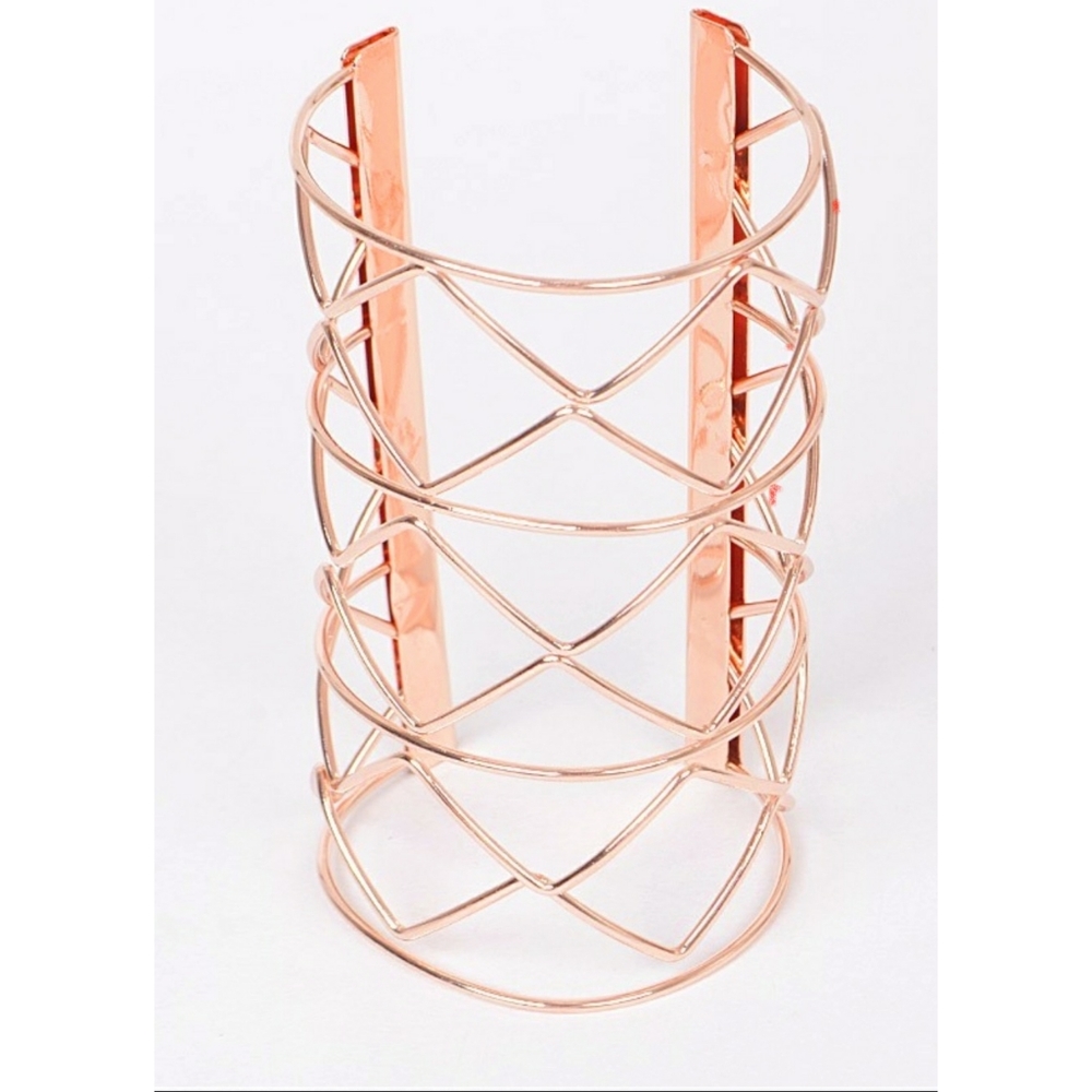 Set of Open Cut Metallic Cuff Bracelets - Picture 3 of 6